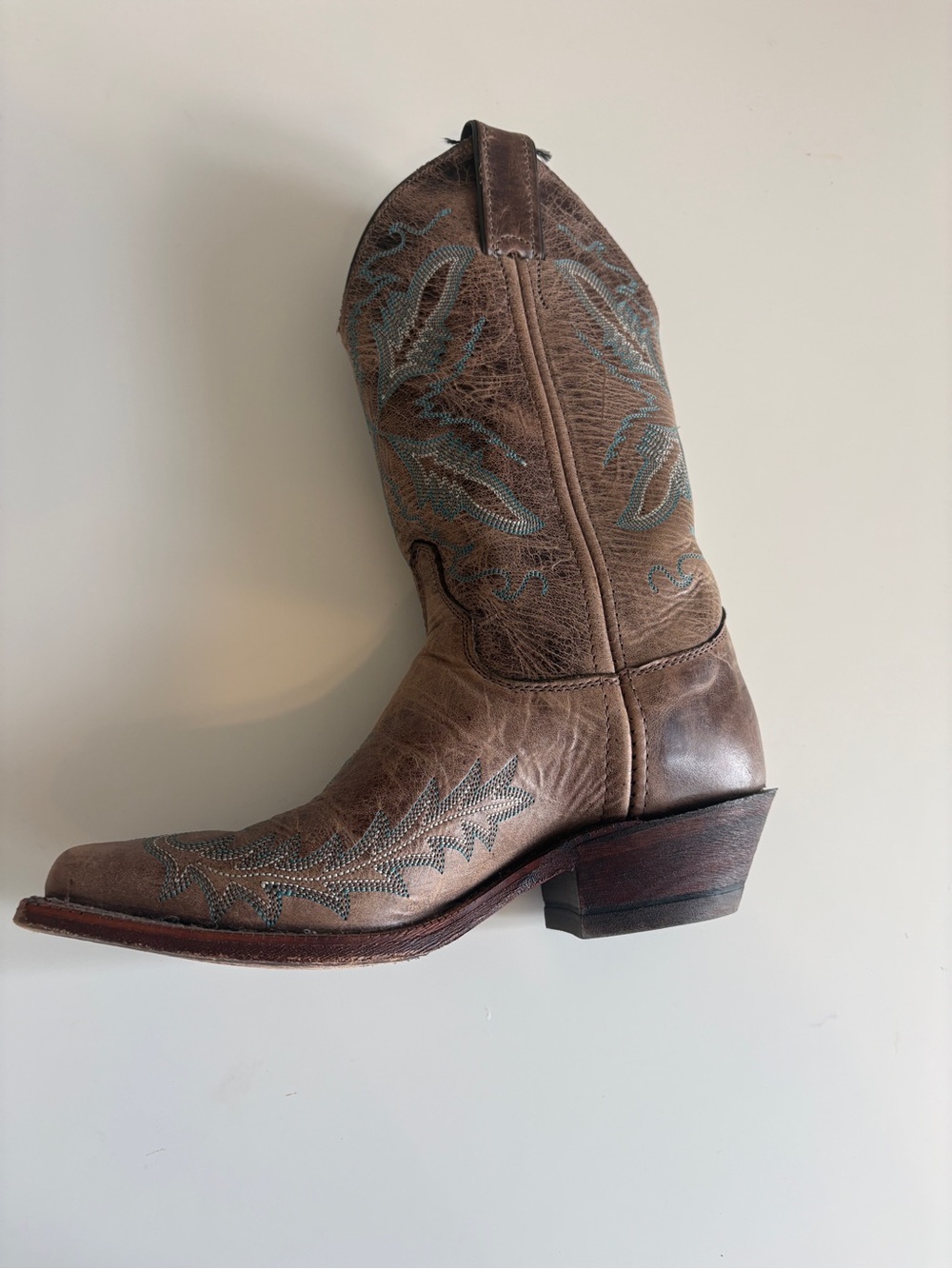 Pre-loved Women’s Justin Boots Brown Leather with turquoise details - Picture 7 of 14
